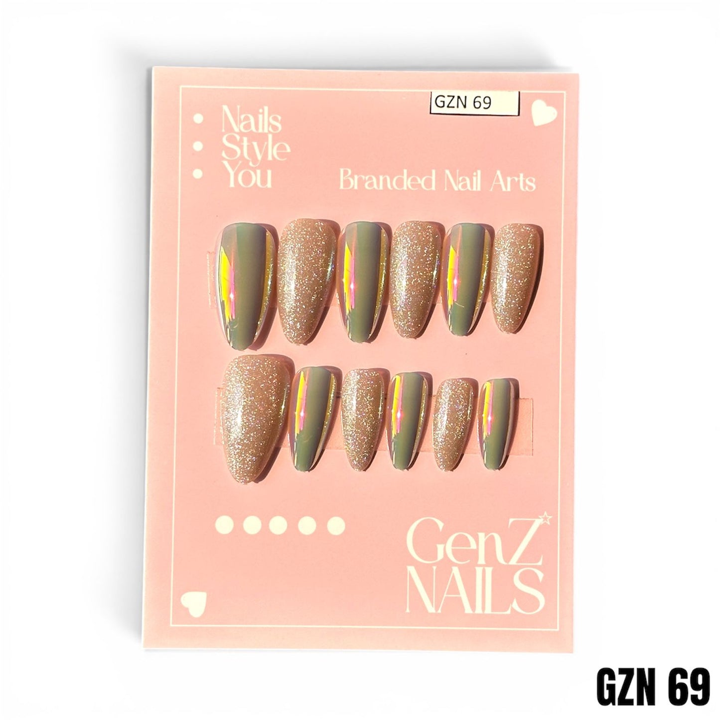Olive Glaze Aurora - Nails Pack of 12 - GZN 69