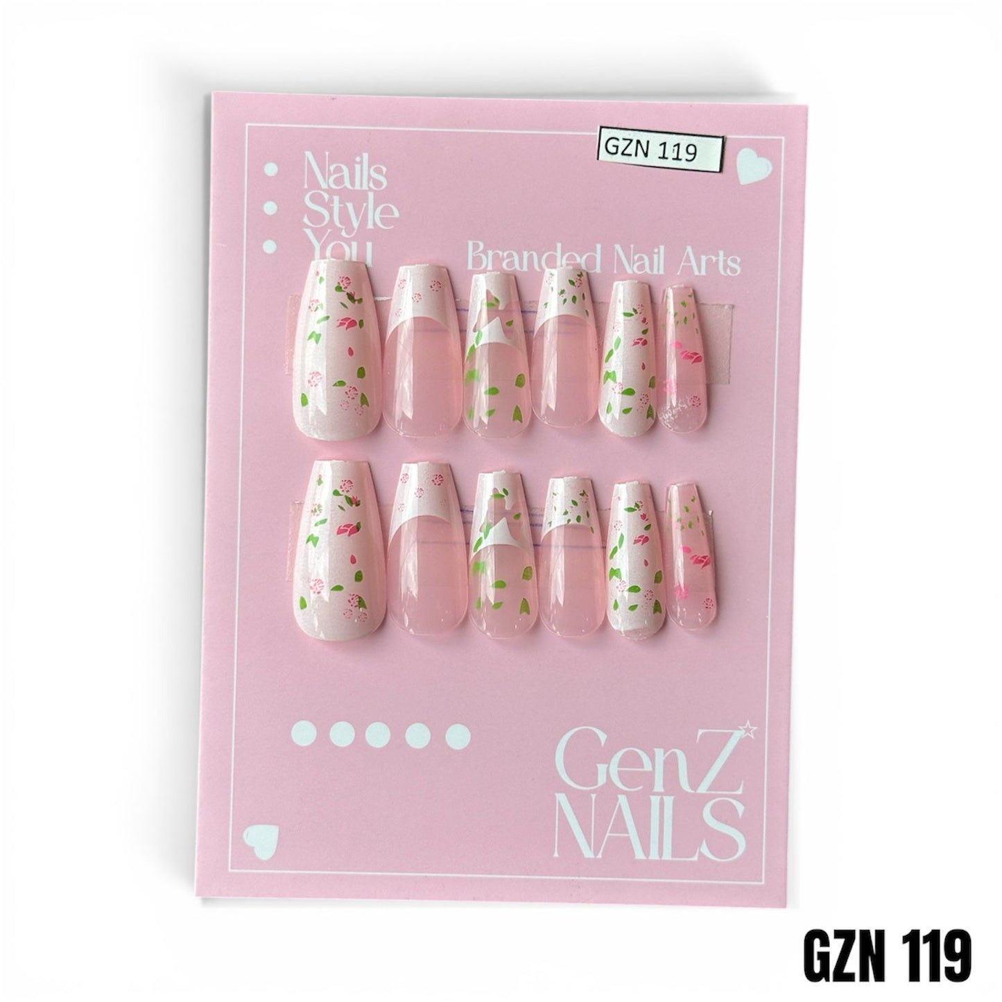 Spring Blossom French - Nails Pack of 12 - GZN 119
