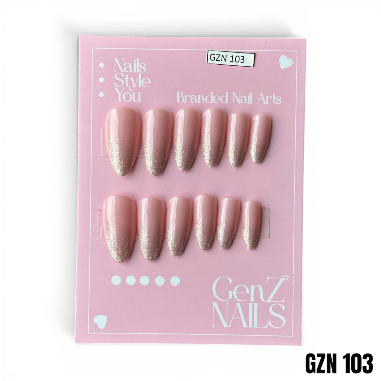 Blush Rose Shimmer - Nails Pack of 12 - GZN 103