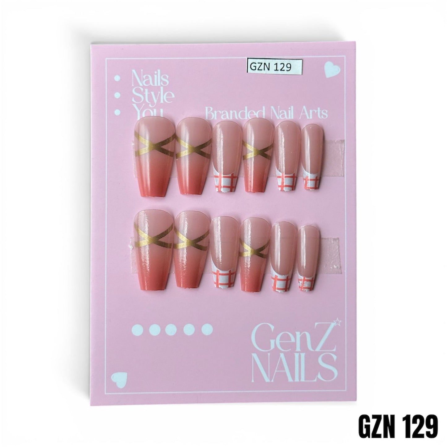 Golden Ribbon Plaid - Nails Pack of 12 - GZN 129
