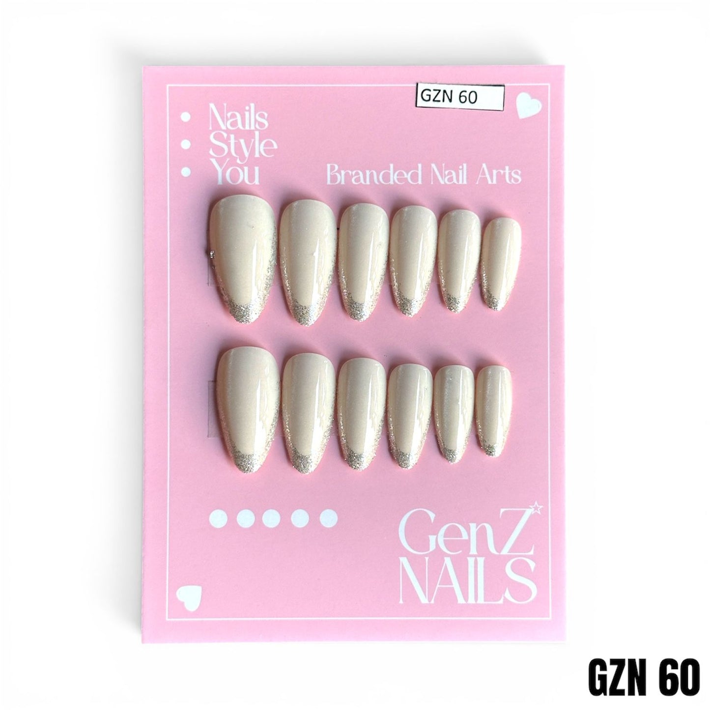Ivory Glitter Luxe - Nails Pack of 12 - GZN 60