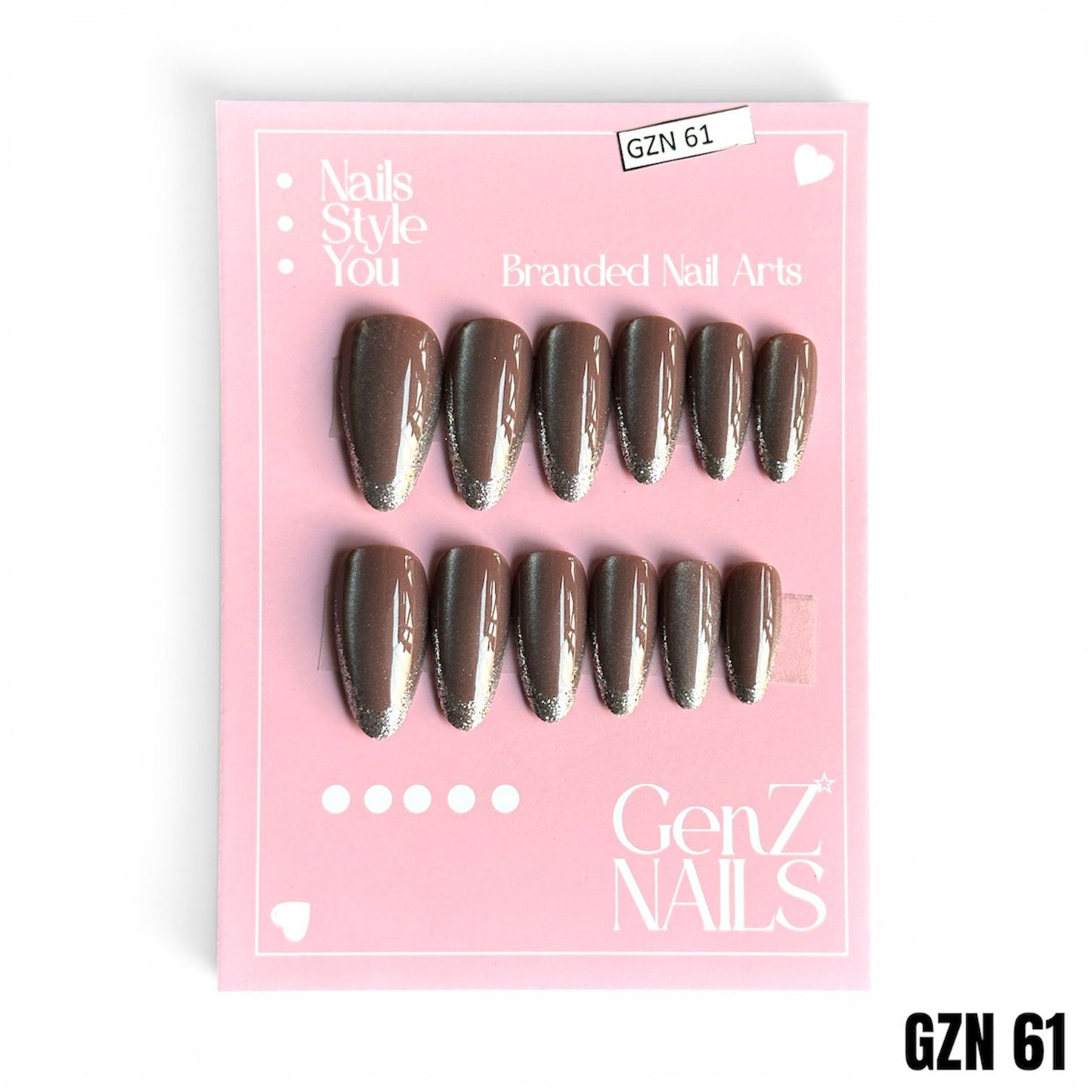 Mocha Glam Shine - Nails Pack of 12 - GZN 61