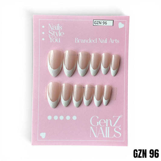 Pearl White Classic French - Nails Pack of 12 - GZN 96