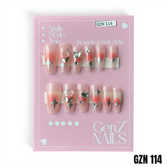 Starry Rose Crystal - Nails Pack of 12 - GZN 114