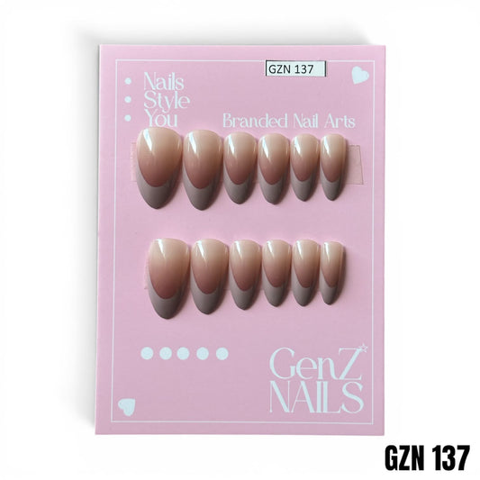 Taupe Earth French - Nails Pack of 12 - GZN 137