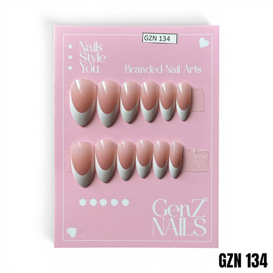 Classic Almond French - Nails Pack of 12 - GZN 134
