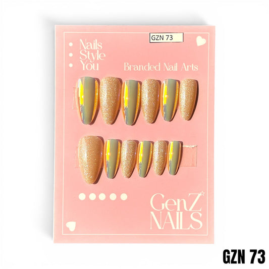 Celestial Chrome & Glitter Glow - Nails Pack of 12 - GZN 73