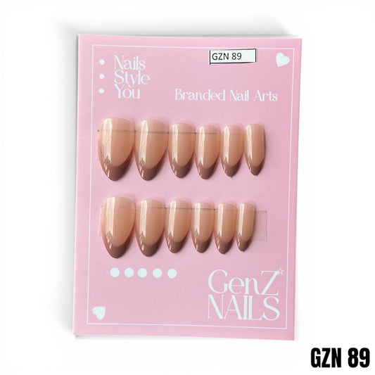 Chocolate Mocha French Tips - Nails Pack of 12 - GZN 89