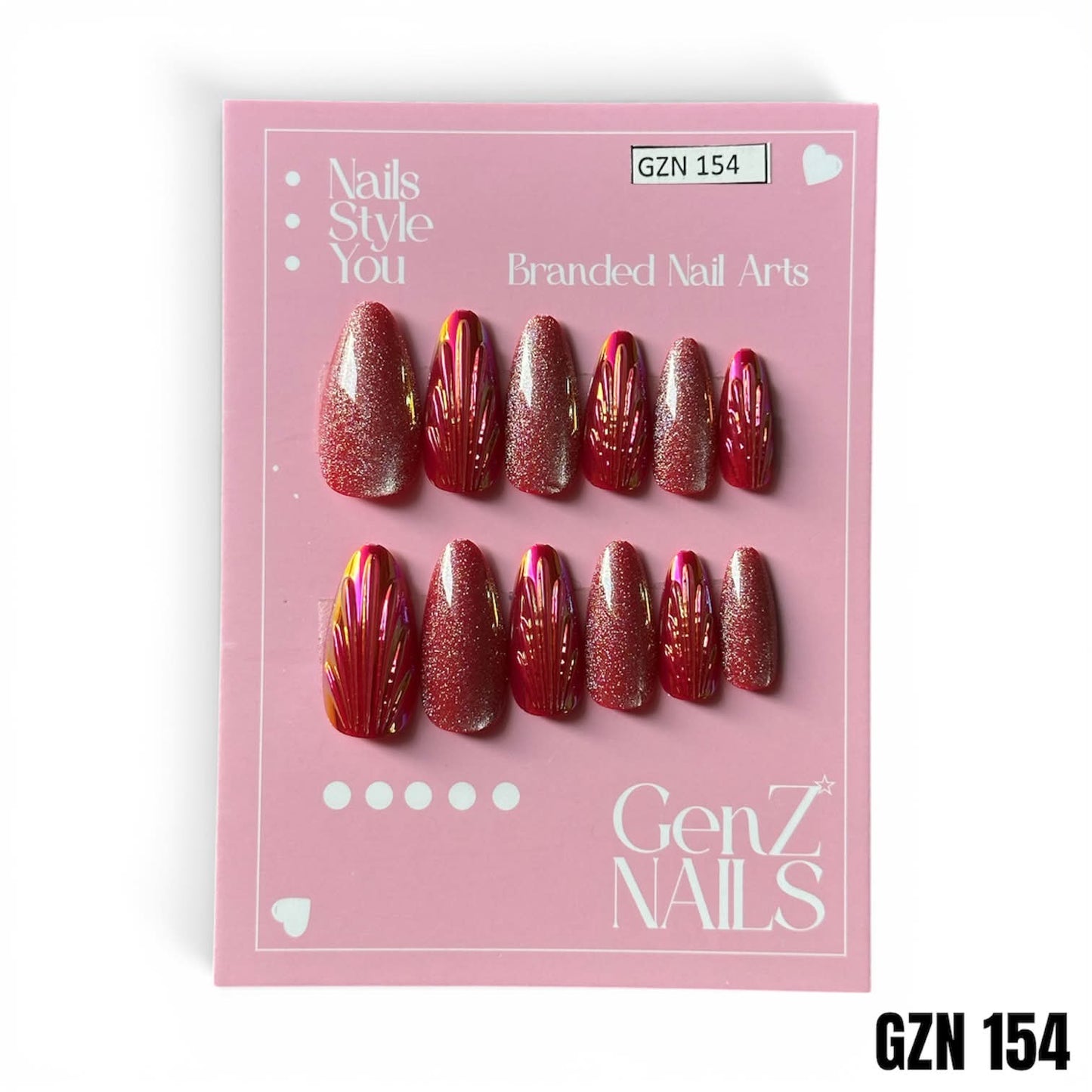 Crimson Ruby Shell - Nails Pack of 12 - GZN 154