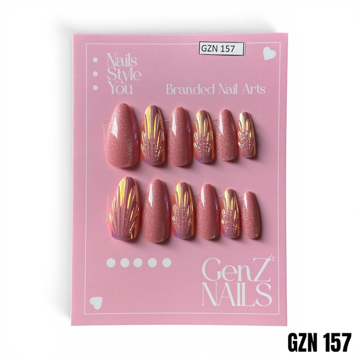 Bubblegum Aurora Shell - Nails Pack of 12 - GZN 157