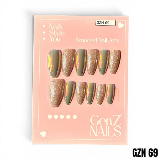 Olive Glaze Aurora - Nails Pack of 12 - GZN 69