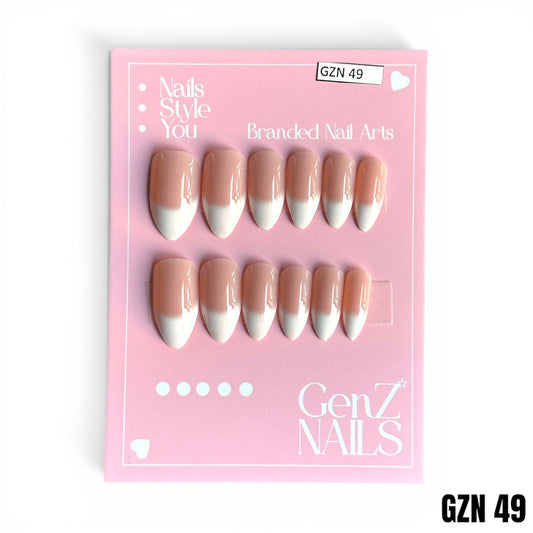 Milky Nude French Ombré Stiletto - Nails pack of 12 - GZN 49