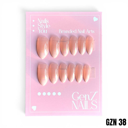 Peach Glaze Chrome Stiletto - Nails Pack of 12 - GZN 38