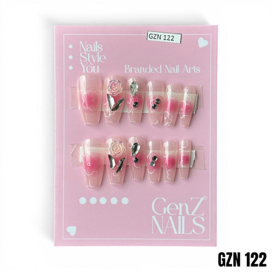 Silver Chrome French - Nails Pack of 12 - GZN 122