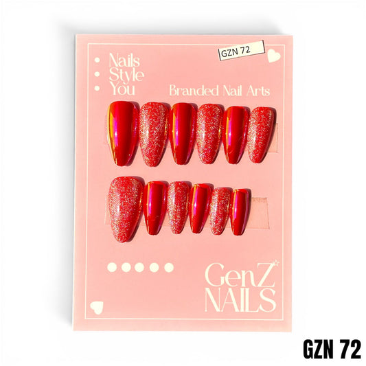 Crimson Chrome Sparkle - Nails Pack of 12 - GZN 72