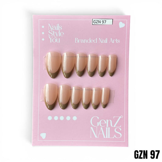 Olive Earth French Tips - Nails Pack of 12 - GZN 97
