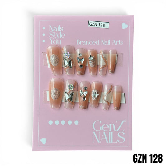 Golden Butterfly Glam - Nails Pack of 12 - GZN 128