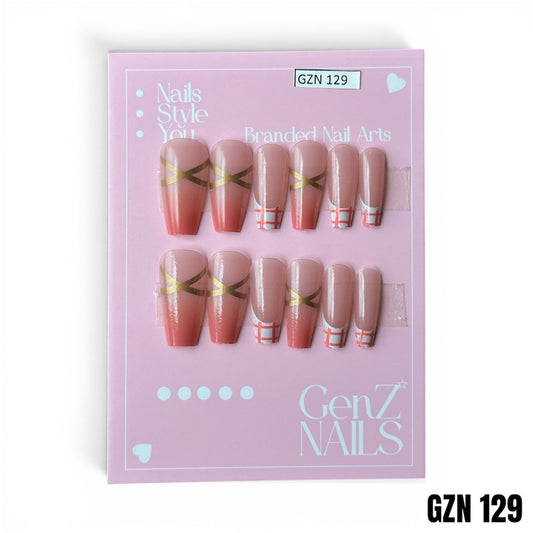 Golden Ribbon Plaid - Nails Pack of 12 - GZN 129