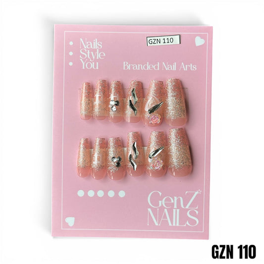 Floral Crystal Galore - Nails Pack of 12 - GZN 110