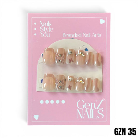 Star Corset & Butterfly Bling Nails Pack of 12 - GZN 35