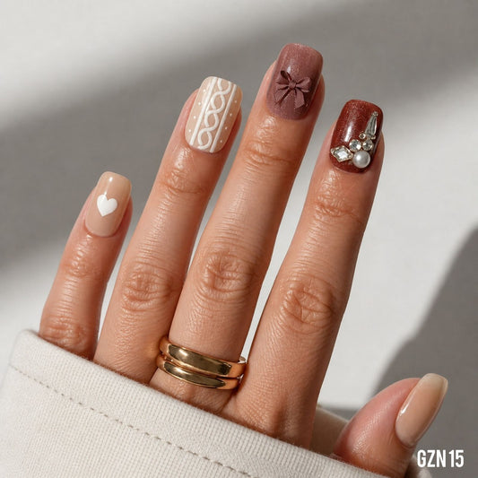 Cozy Chocolate Sweater Nails Pack of 12 - GZN 15