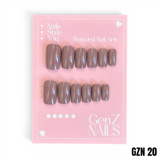 Glossy Mocha Nude Nails Pack of 12 - GZN 20