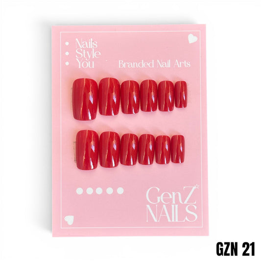 Glossy Cherry Red Nails Pack of 12 - GZN 21