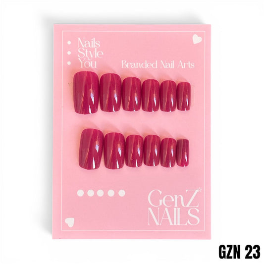 Glossy Raspberry Pink Nails Pack of 12 - GZN 23