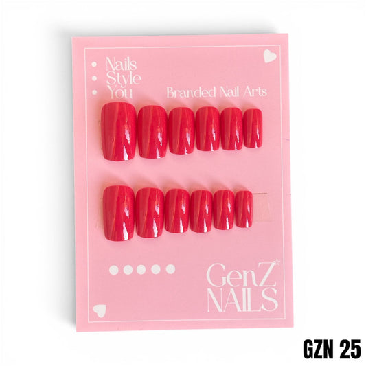Glossy Hot Pink Nails Pack of 12 - GZN 25