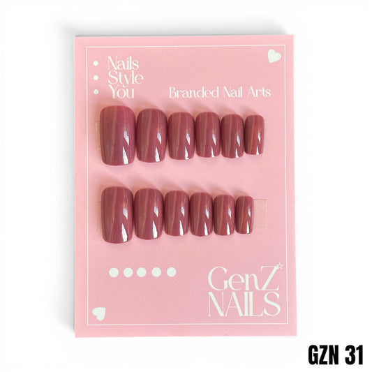 Dusty Rose Glossy Nails Pack of 12 - GZN 31