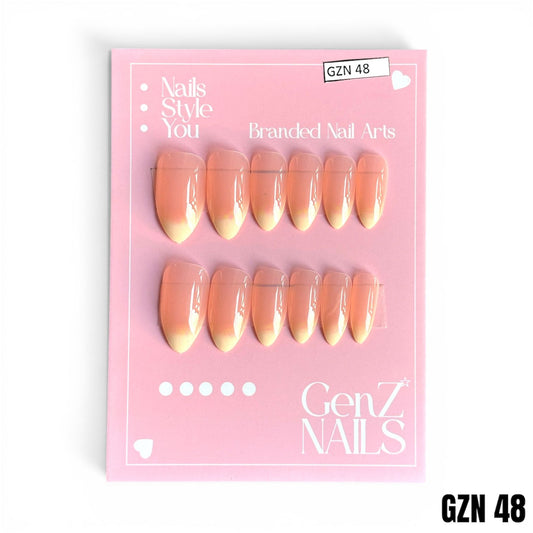 Peach Ombré & Ivory Stiletto - Nails Pack of 12 - GZN 48