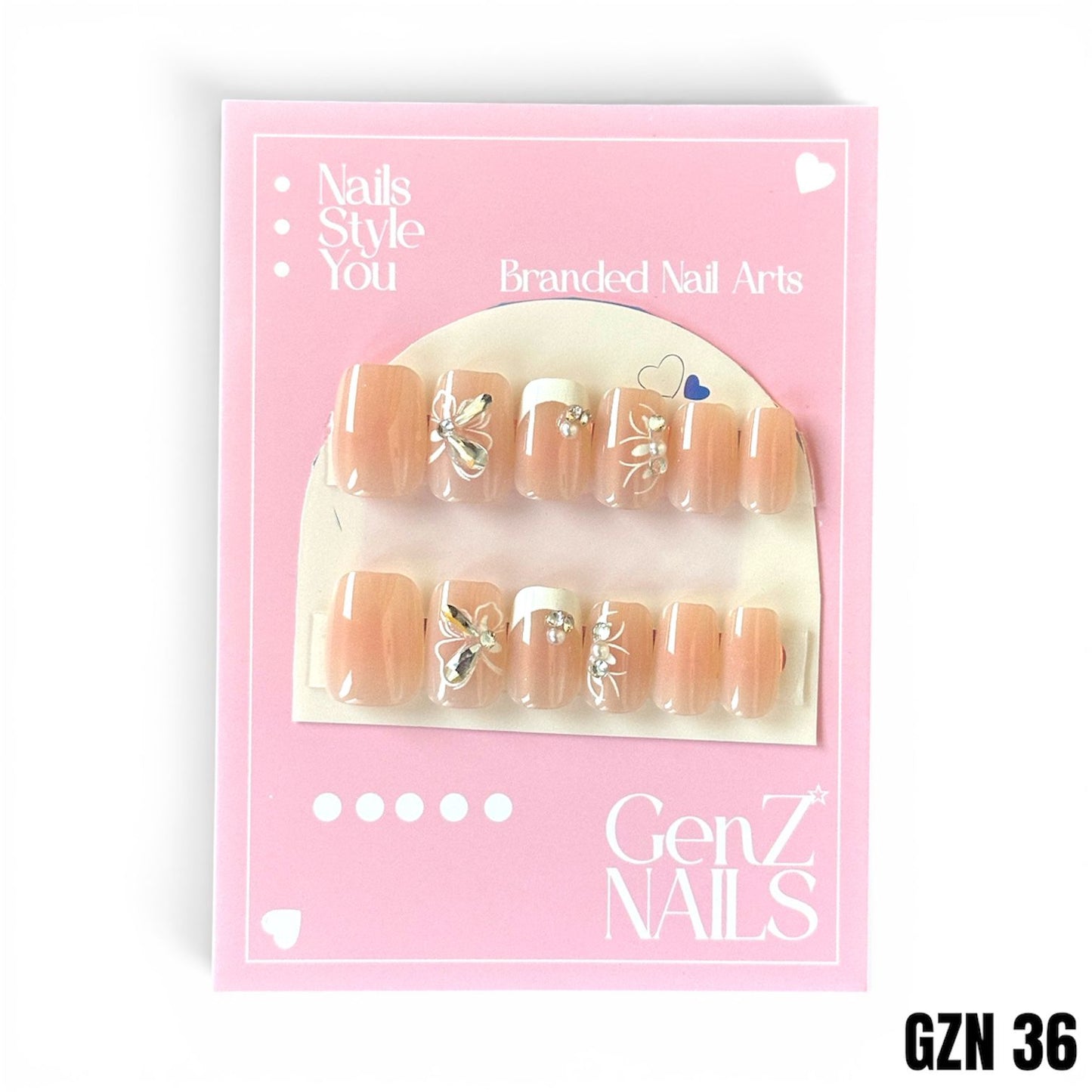 Pearl Blossom & Butterfly Whispers - Nails Pack of 12 - GZN 36