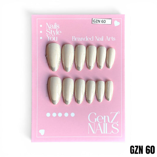 Ivory Glitter Luxe - Nails Pack of 12 - GZN 60