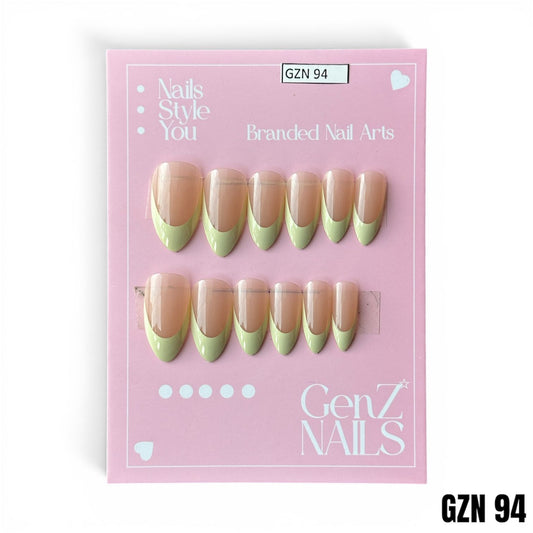 Fresh Pistachio Sorbet French Tips - Nails Pack of 12 - GZN 94