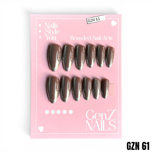 Mocha Glam Shine - Nails Pack of 12 - GZN 61