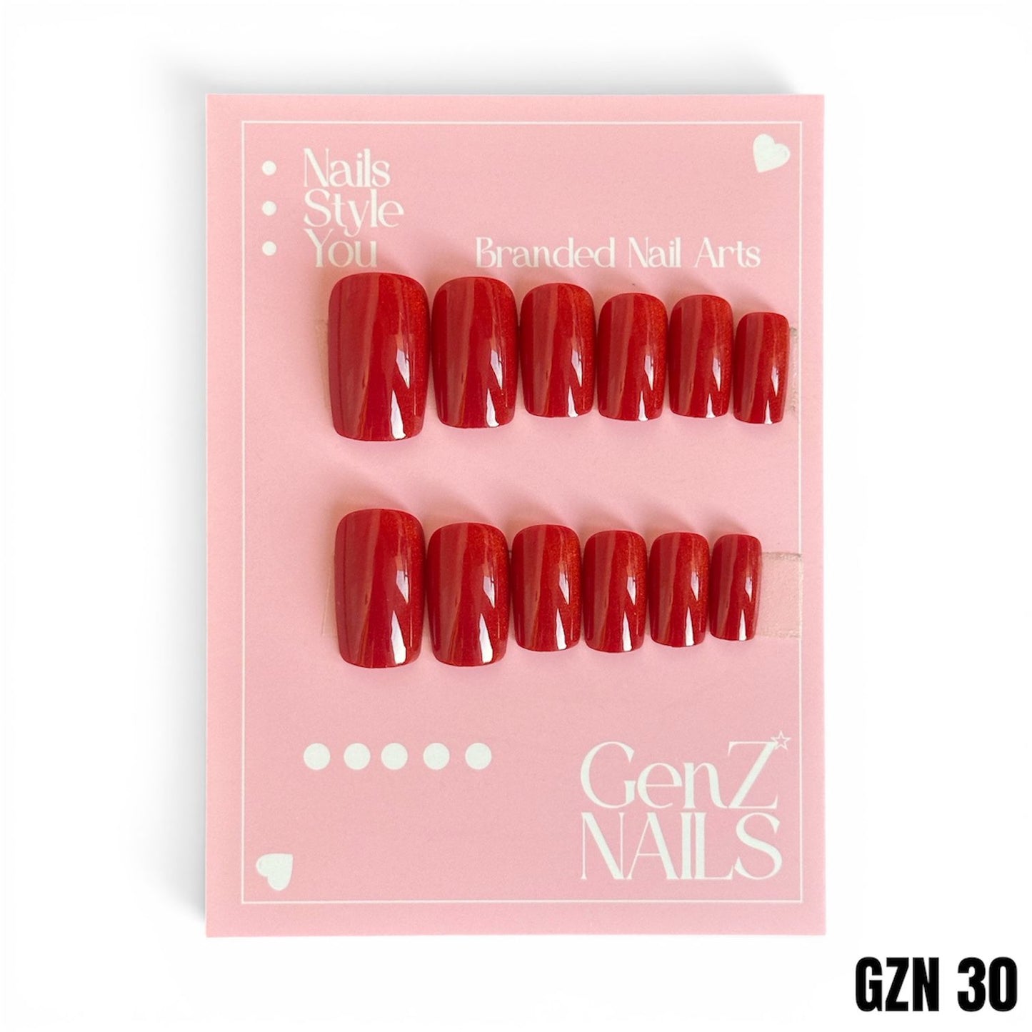 Ruby Glow Nails Pack of 12 - GZN 30