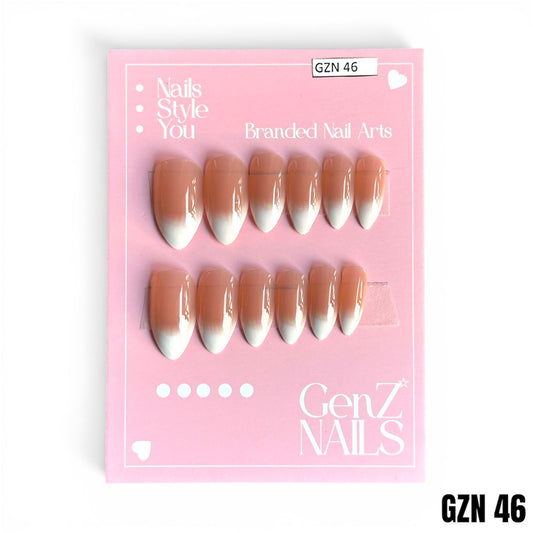 Pearl Glaze French Ombré Stiletto - Nails Pack of 12 - GZN 46