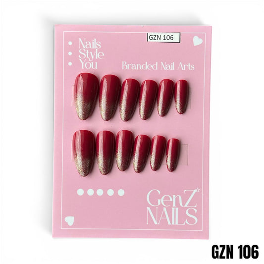 Ruby Red Glitter Ombre - Nails Pack of 12 - GZN 106