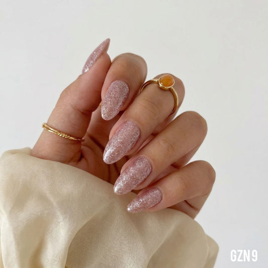 Rosé Sparkle Nails Pack of 12 - GZN 9