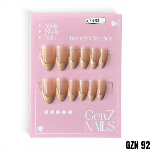 Vanilla Cream French Tips - Nails Pack of 12 - GZN 92